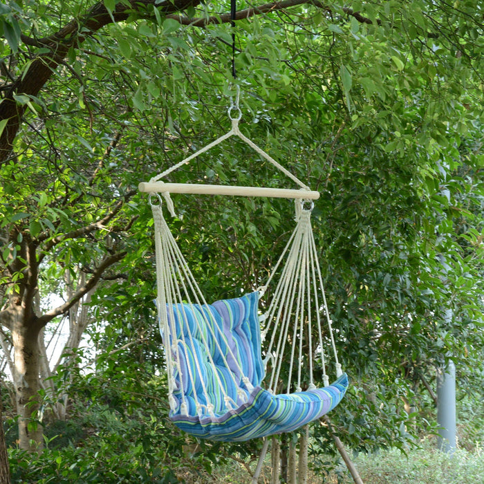 Outsunny Portable Hanging Woven Hammock Seat Rope Swing Chair Sleeping Bed For Outdoor Garden Yard C