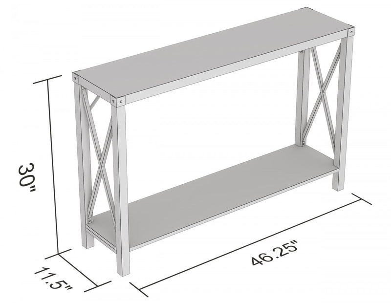 46” Console Table With 1 Shelf - Reclaimed Wood With Black Metal 