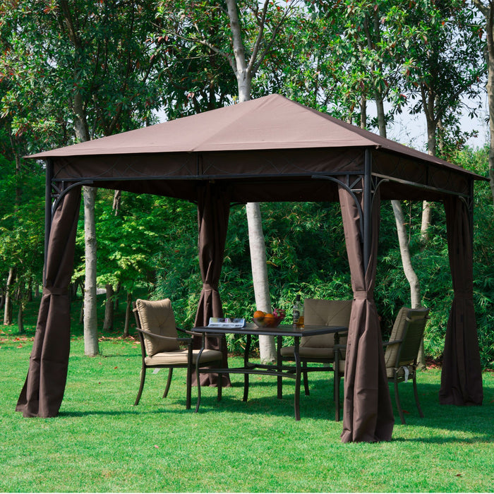 Outsunny 10x10ft Steel Garden Gazebo Patio Canopy Outdoor Event Party Tent Backyard Sun Shelter With