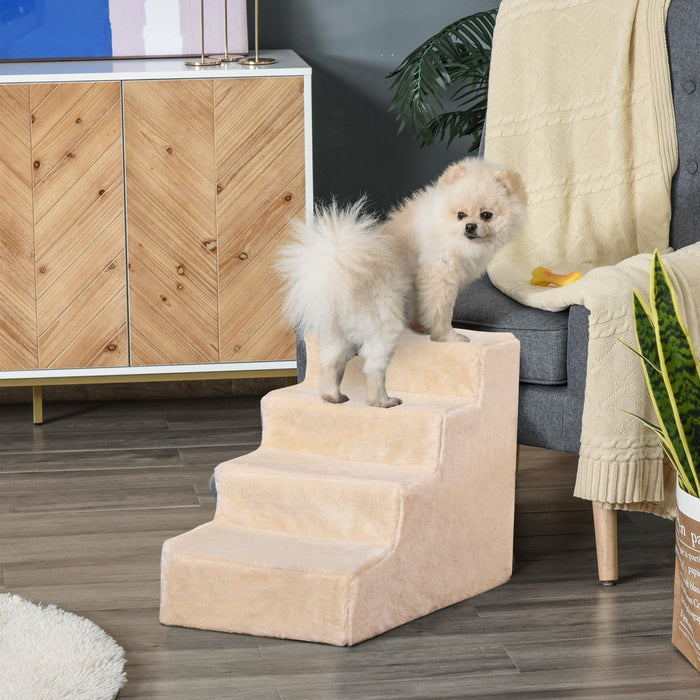 Pawhut Pet Steps Ladder For Cats And Dogs, Pet Stairs, Ladder For Climbing On Bed, Sofa With Removab