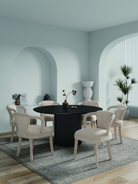 Hathaway and Palmer Modern Industry Chic 7-Piece Dining Set in Ivory and Black Dining Room Set 