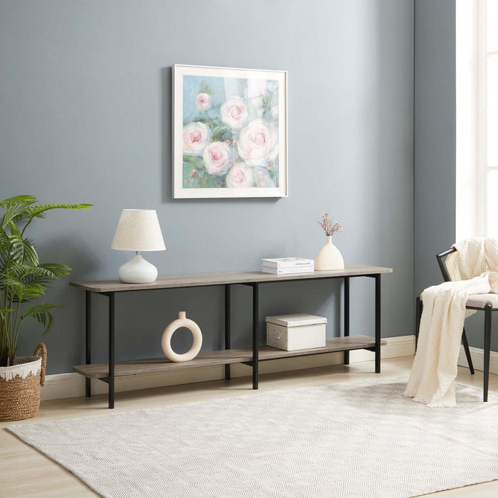 Celine Contemporary Modern 71\" Console Table in Rustic Gray (2-Shelf) 