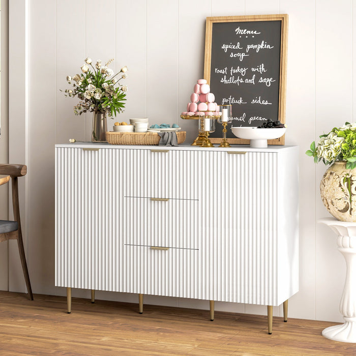 HOMCOM Sideboard Buffet Cabine w/ 3 Drawers and Adjustable Shelves, White