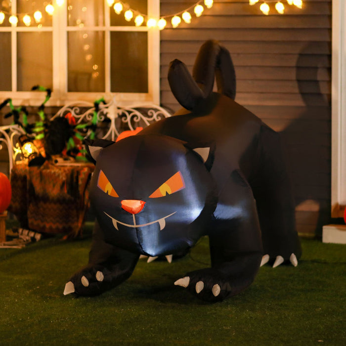 Homcom 4ft Black Cat Inflatable Halloween Decoration