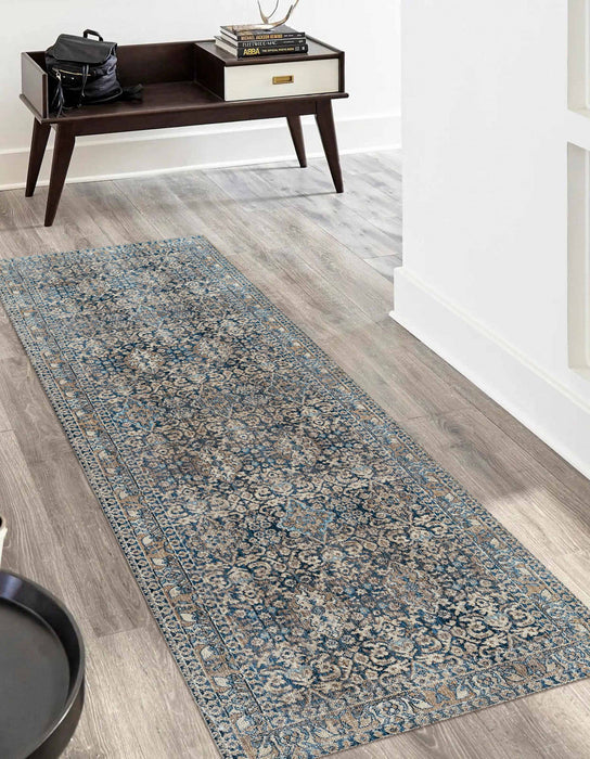 Ariana Traditional 2'6\" x 8'0\" Runner Rug in Blue Indoor Area Rug 
