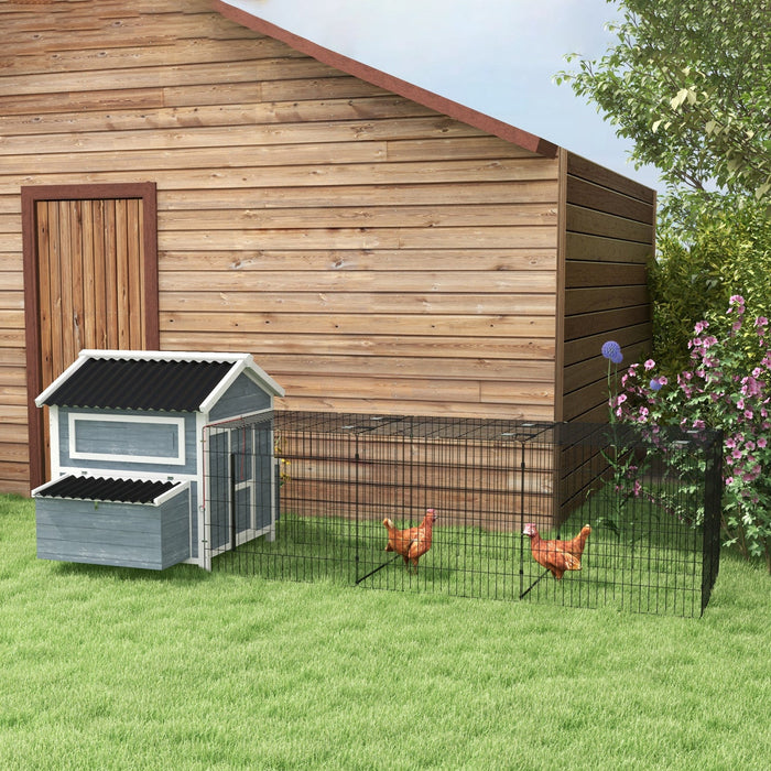 Pawhut 131.5\" Chicken Coop, Large Wooden Hen House, Rabbit Hutch With Run, Nesting Boxes, Slide-out 