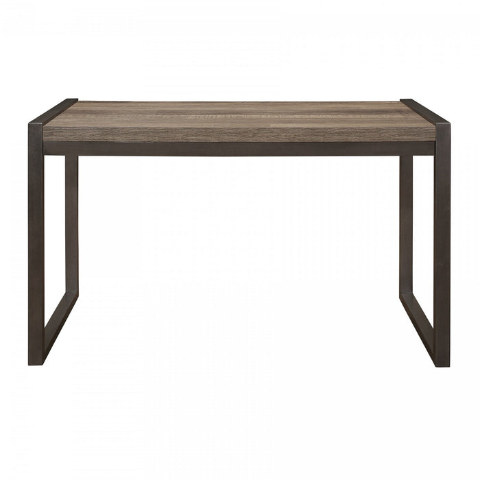 Bassett Writing Desk, Faux Wood & Gunmetal 