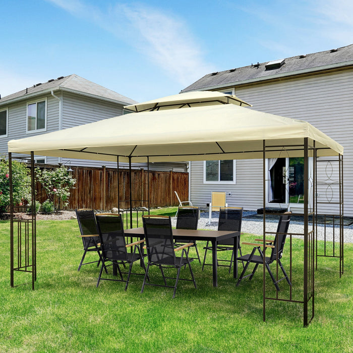Outsunny 10x13ft Sun Shelter Patio Steel Gazebo Outdoor Party Event Canopy Vented Roof Cream White