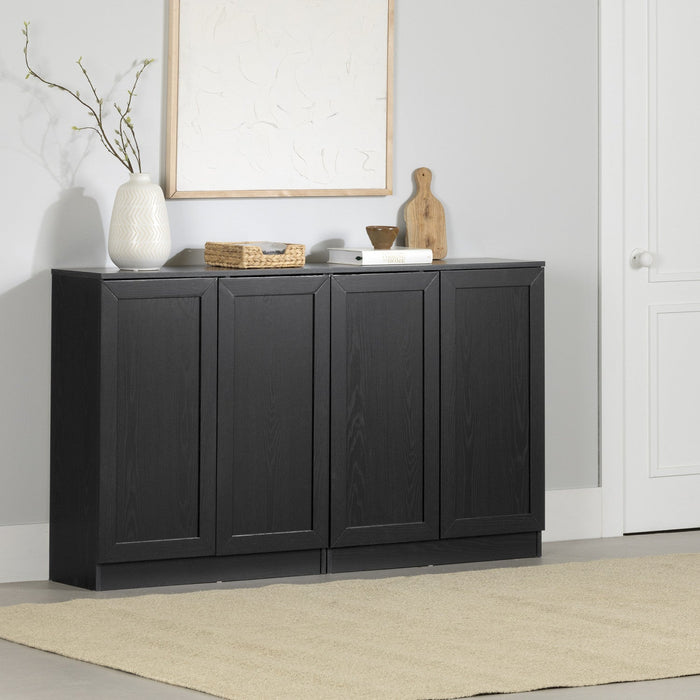 Arum Set Of 2 Sideboards With Shelves Black Oak - South Shore Buffet