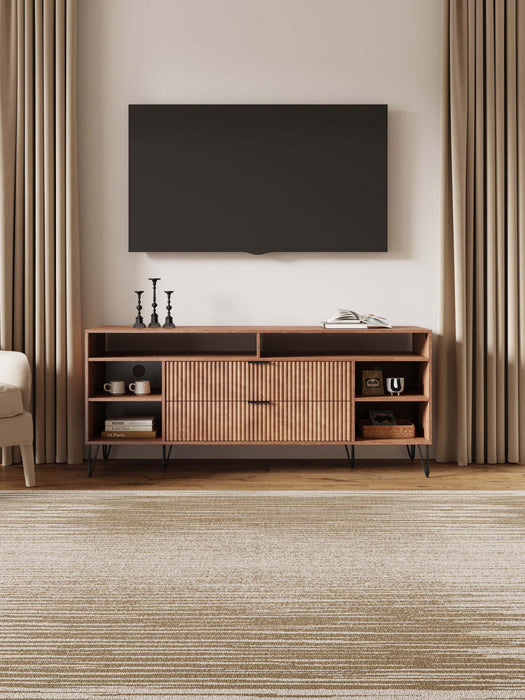 Dumbo Modern 63\" Fluted TV Stand in Golden Brown 