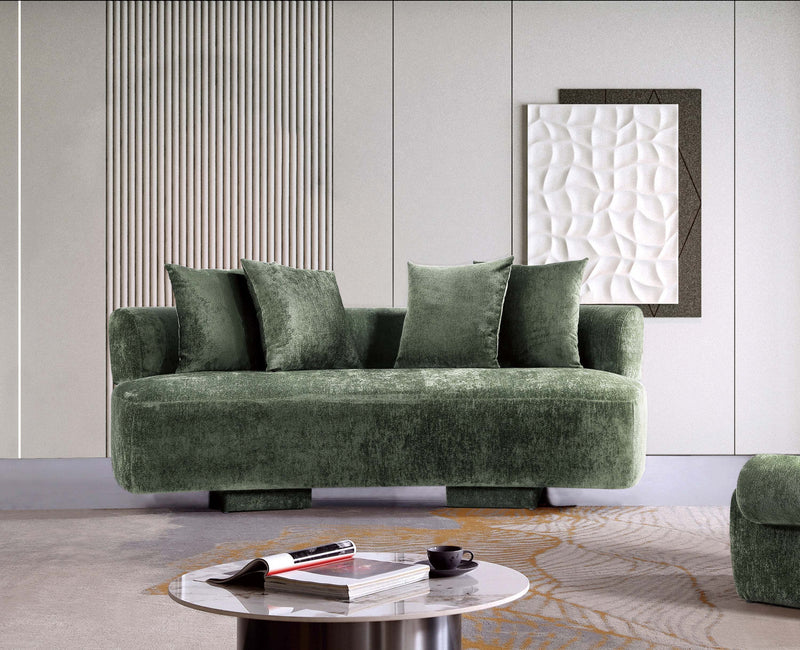Verandah Mid-Century Modern 91\" Chenille Sofa in Olive Green 
