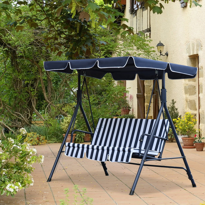 Outsunny 3-seat Patio Swing Chair, Outdoor Porch Swing Glider With Adjustable Canopy, Removable Cush
