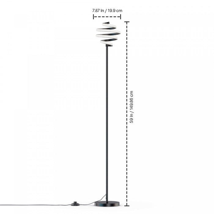 59\" Matte Black Spiral LED Floor Lamp 