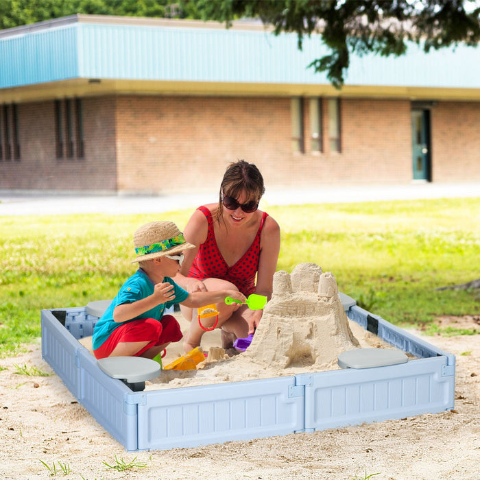 Diy Kids Sandbox With Waterproof Oxford Cover, Sand Playset Station With Bottom Fabric Liner, For 3-