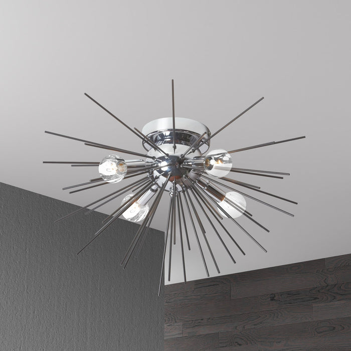 Dainolite Vega 4 Light Flush Mount Silver/Polished Chrome Finish Lamp