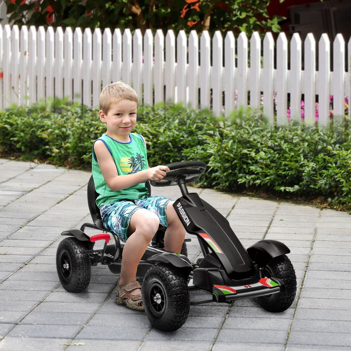 Aosom Pedal Go Kart For Kids, Pedal Powered Ride-On Car With Adjustable Bucket, Handbrake, 4 Rubber 