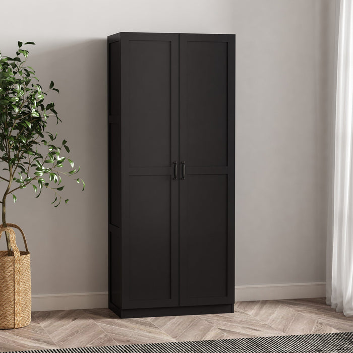 Cornelia Modern 30\" Storage Cabinet in Black (4-Shelf) 