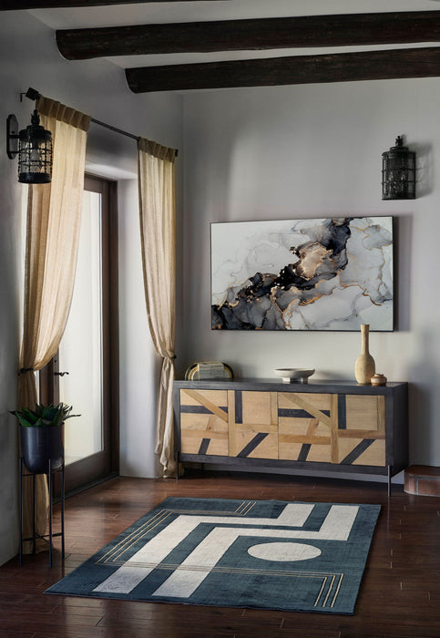 Erisa Contemporary 8'11\" x 12'6\" Area Rug in Blue Indoor Area Rug 