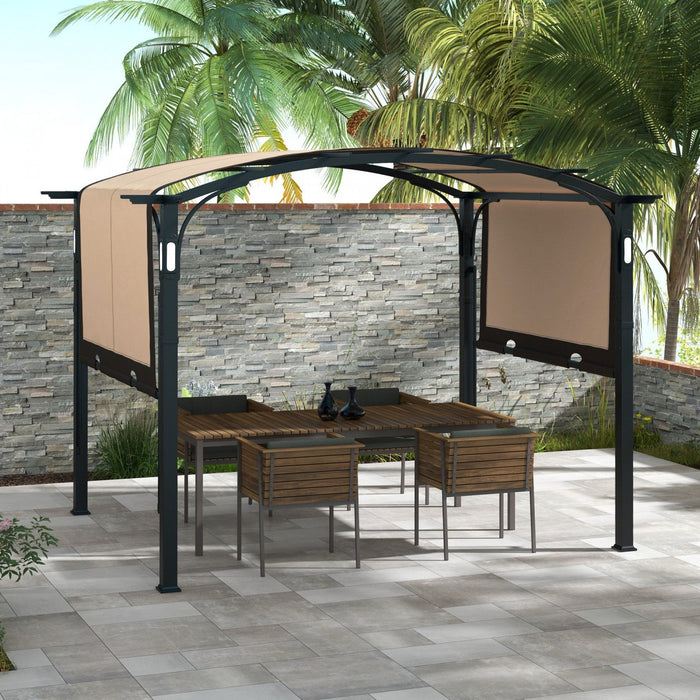 Outsunny 9.5' X 11' Outdoor Pergola With Retractable Canopy And LED Lights
