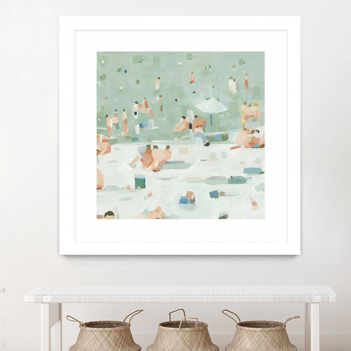 \"Summer Confetti I\" Matted and Framed White 36x36 Wall Art