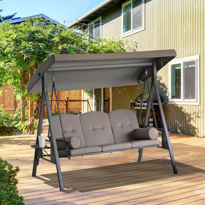 Outsunny 3 Seater Porch Swing Heavy Duty Outdoor Swing Chair Outdoor Lounge Hammock Cushioned Seat W