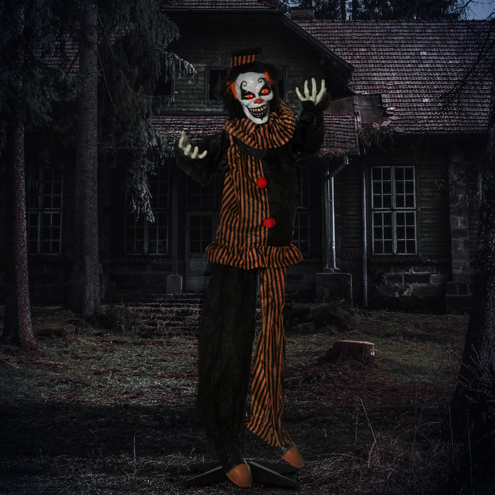 Outsunny Clown Animatronic Prop W/ Light Up Eyes, For Party