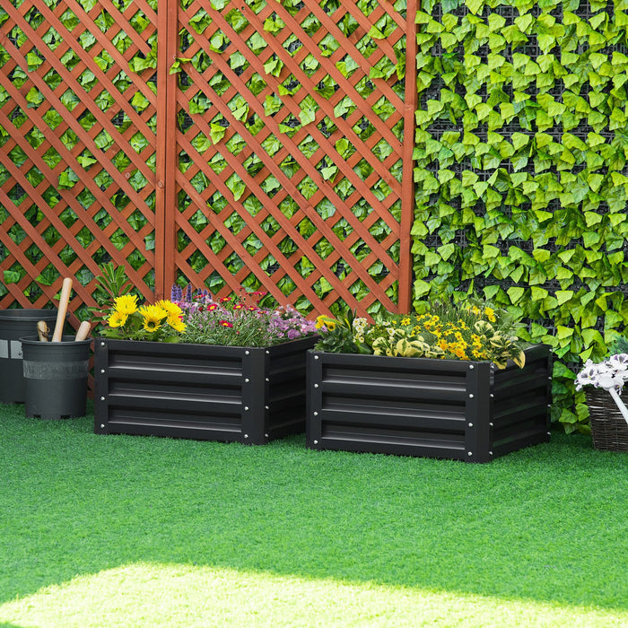 Outsunny 2' X 2' X 1' 2-pieces Raised Garden Bed With Color Steel Frame For Vegetables, Flowers, Her
