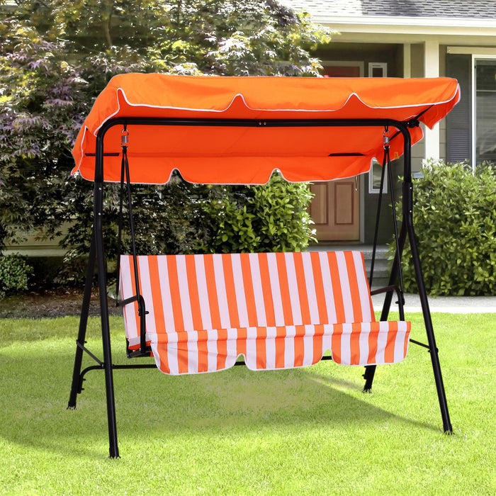 Outsunny 3-seat Patio Swing Chair, Outdoor Porch Swing Glider With Adjustable Canopy, Removable Cush