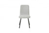 Modern Dining Chair With Light Grey Fabric Upholstery With Black Metal Base 