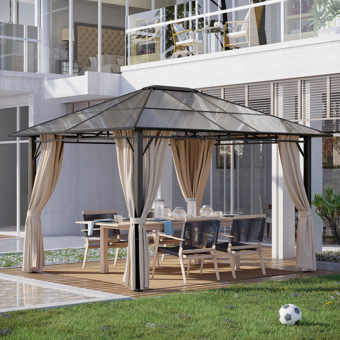 Outsunny 10' X 12' Outdoor Hardtop Gazebo With Polycarbonate Panel Roof, Garden Deluxe Pavilion Cano