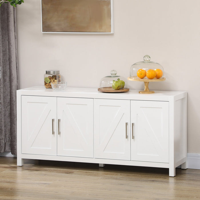 HOMCOM Farmhouse Kitchen Sideboard TV Cabinet Stand for TVs up to 65" White