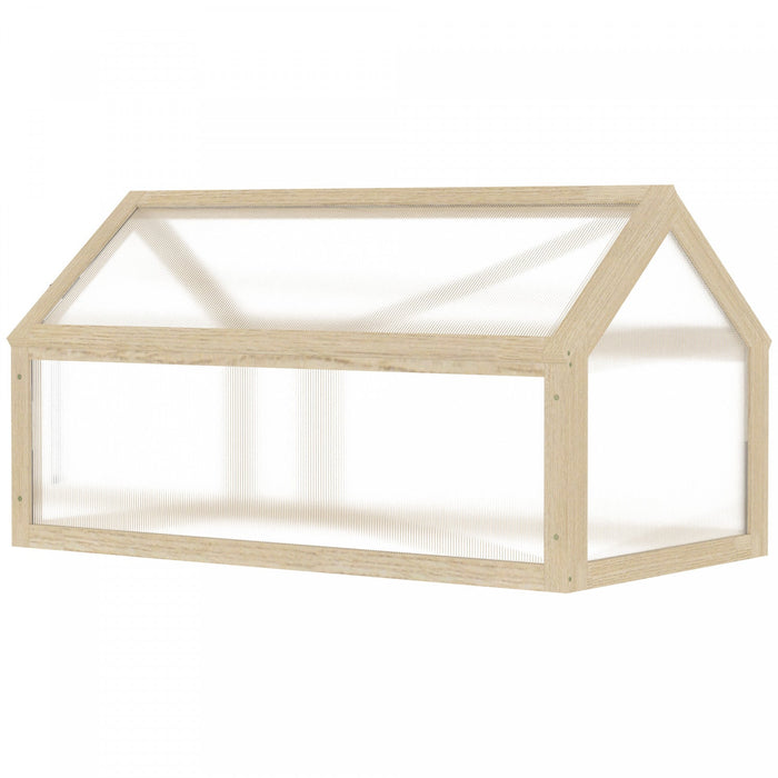 Outsunny Wooden Cold Frame Greenhouse Garden Portable Raised Planter With Openable Top For Indoor, O
