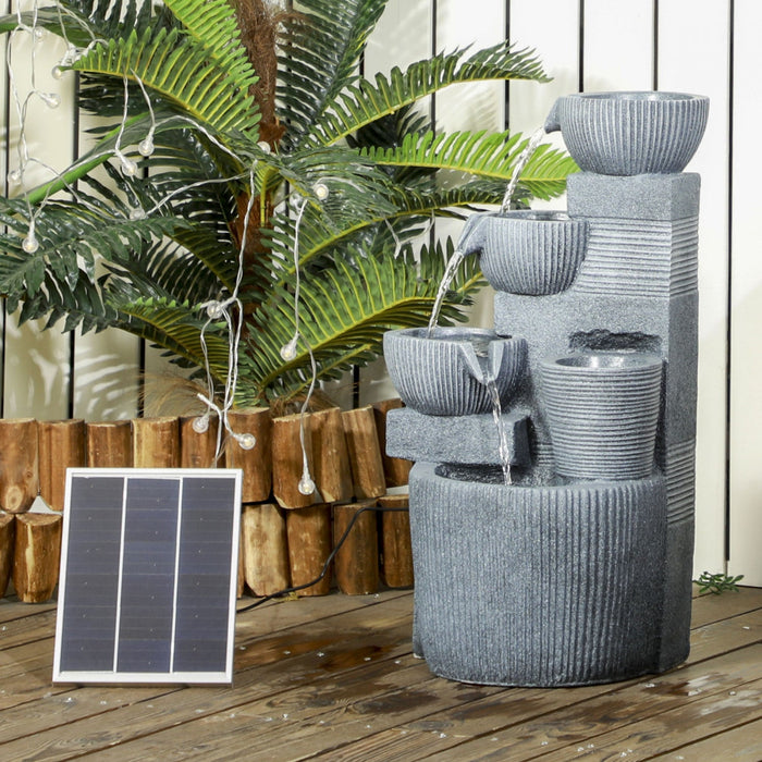 Outsunny Outdoor Water Fountain, Waterfall Fountain With Led Lights