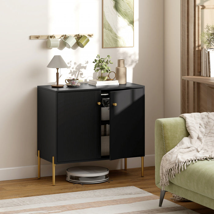 HOMCOM Sideboard with Fluted Doors, 32" Modern Buffet Cabinet, Black