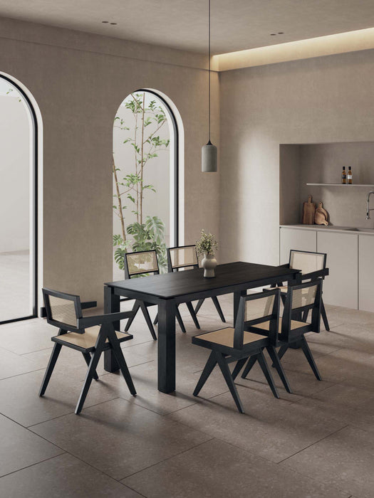 Hamlet and Rockaway Modern Industry Chic 7-Piece Dining Set in Black and Natural Dining Room Set 