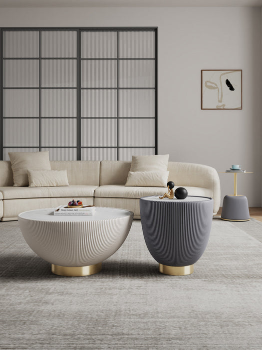 Anderson Modern 3-Piece Coffee Table & End Table Set in Cream and Gray 