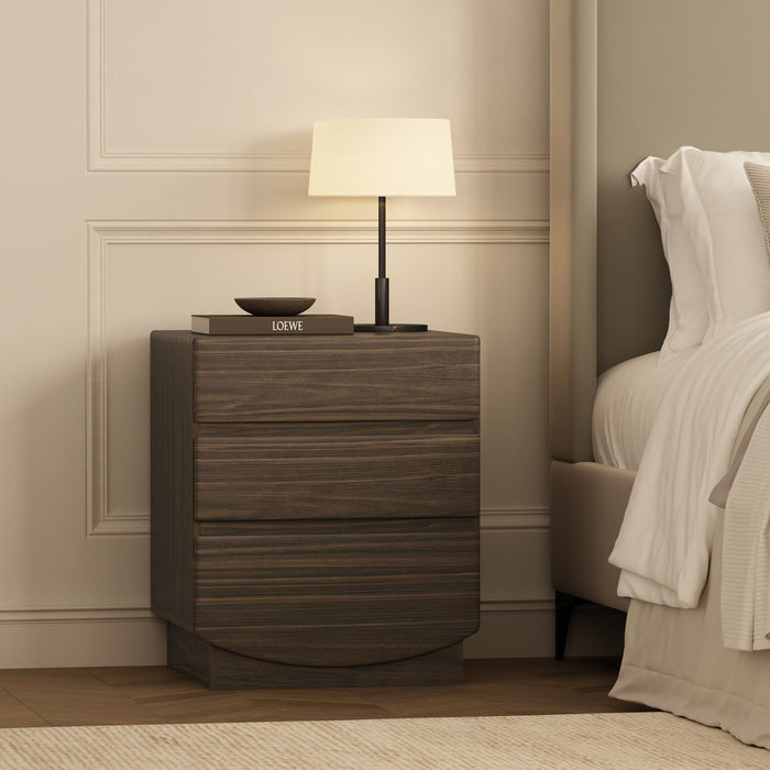 Ardea Contemporary 20\" Nightstand in Walnut (3-Drawer) 
