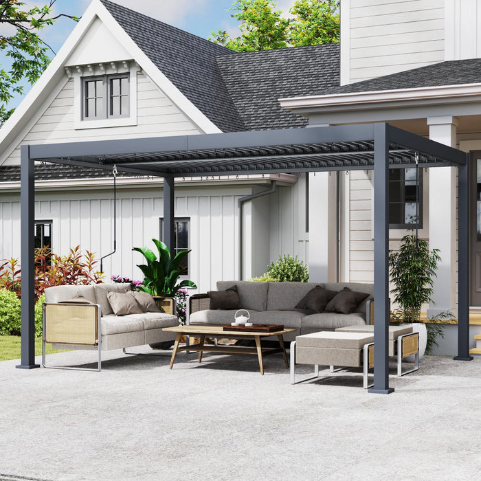 Outsunny 10' X 12' Louvered Pergola With Adjustable Roof & Aluminum Frame