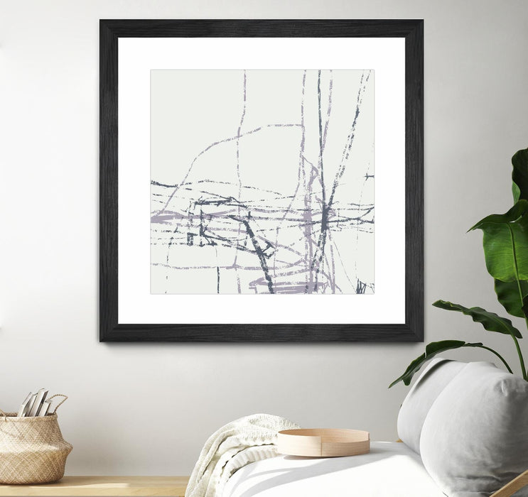 \"Chalk Doodles H\" Matted and Framed Black 36x36 Wall Art