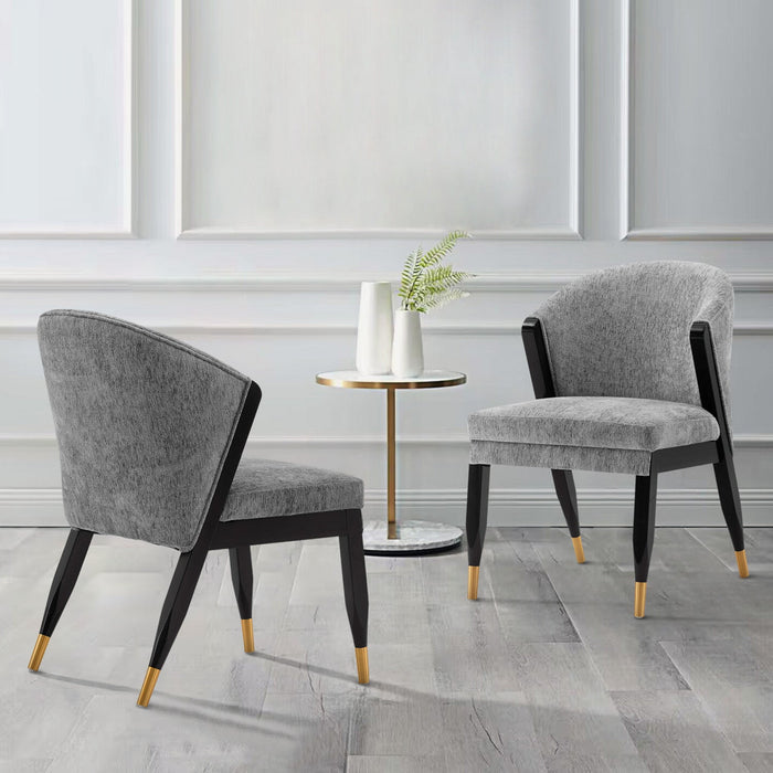 Ola Modern Wood Chenille Dining Chair in Gray - Set of 2 