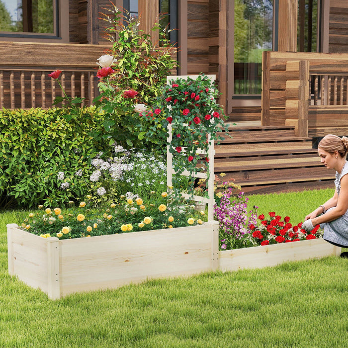 Costway 87" Raised Garden Bed With Trellis 2 Planter Boxes Open-ended Base For Patio