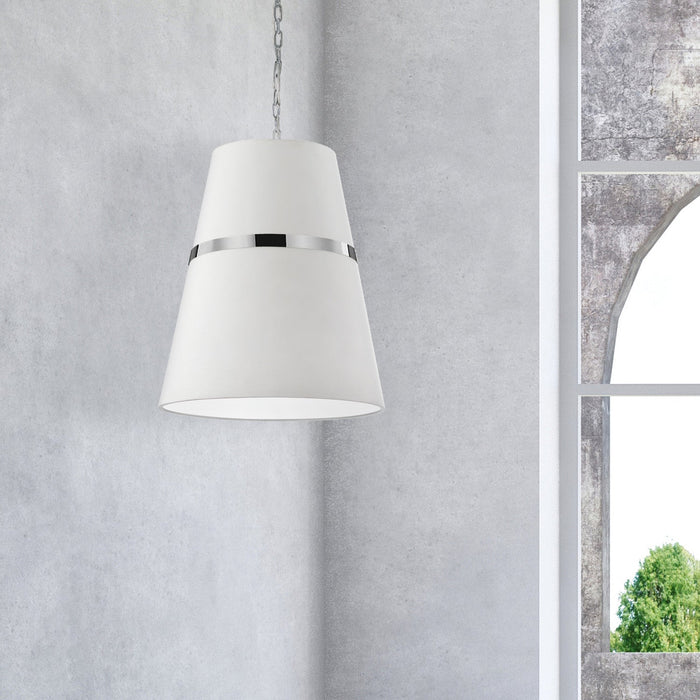 Dainolite Symphony 3 Light Pendant Polished Chrome Matte White Shade Lamp