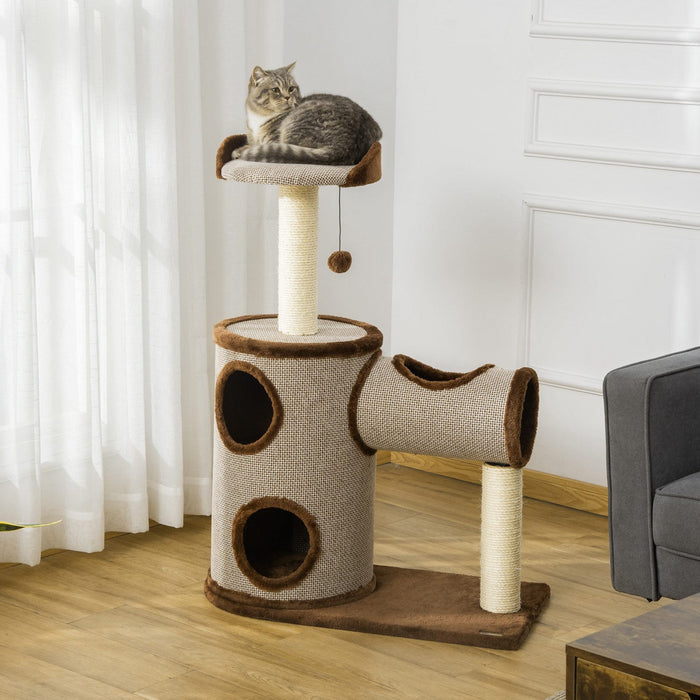 Pawhut Cat Tree Tower Indoor Cats Climbing Activity Center Kitten Furniture W/ Cat House, Bed, Scrat