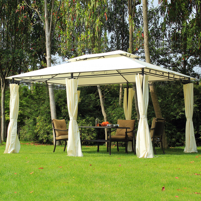 Outsunny 13'l X 10'w X 8.7'h Patio Gazebo Outdoor 2-tiers Garden Canopy Yard Sunshade Shelter With C