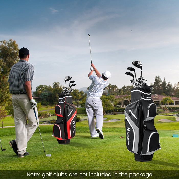 Costway Lightweight Golf Cart Bag With 14 Way Top Dividers 9 Pockets Rain Hood Cooler Bag