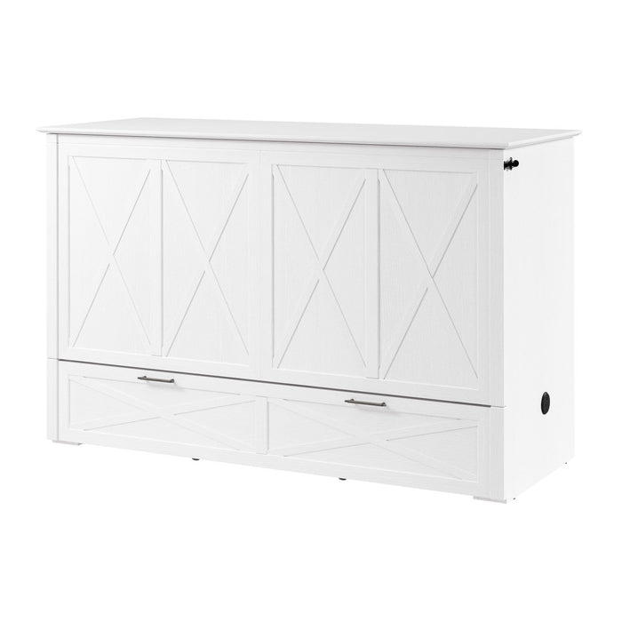 Key West Cabinet Bed with Tri-Fold Mattress  - White Oak - Queen Size 
