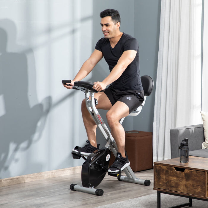 Soozier Foldable Exercise Bike With 8 Levels Of Magnetic Resistance, Indoor Stationary Bike, X Bike,