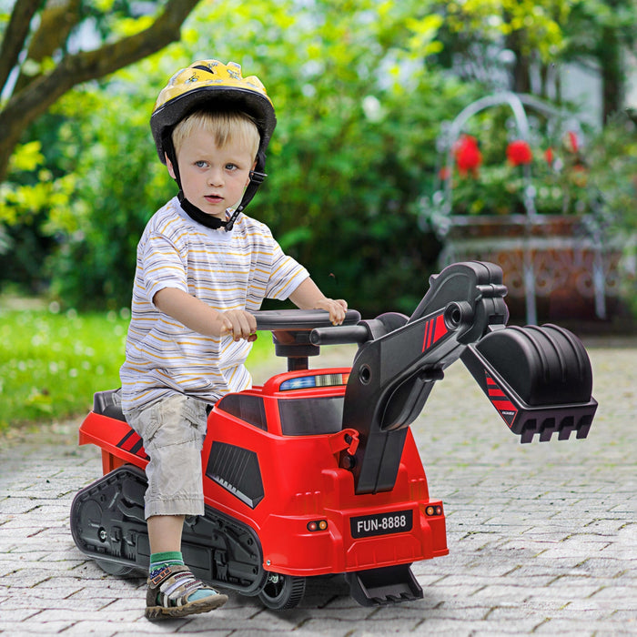 Aosom 3 In 1 Ride On Excavator Bulldozer Road Roller, No Power Pretend Play Construction With Music,