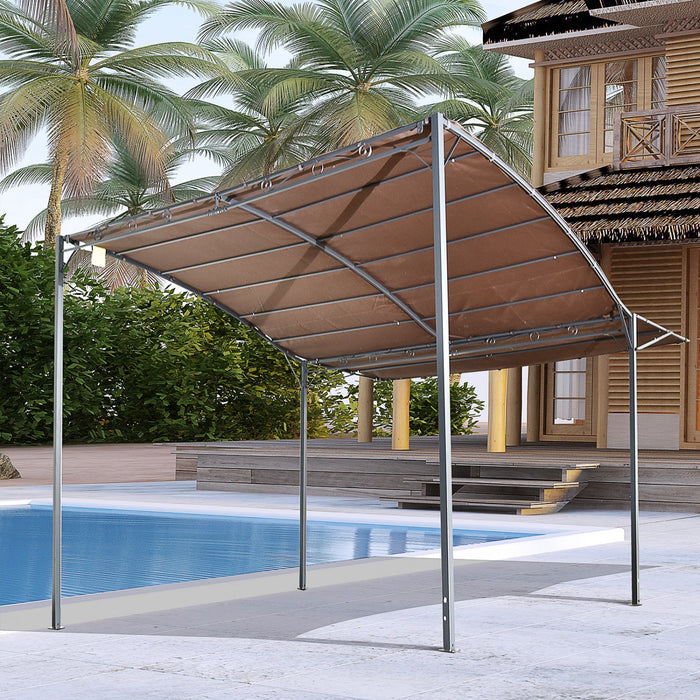 Outsunny 10x8ft Patio Metal Gazebo With Extendable Side Awning Outdoor Shelter Garden Sun Shade Cano