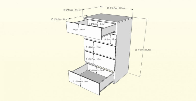 Nordika 5-Drawer Chest - White 